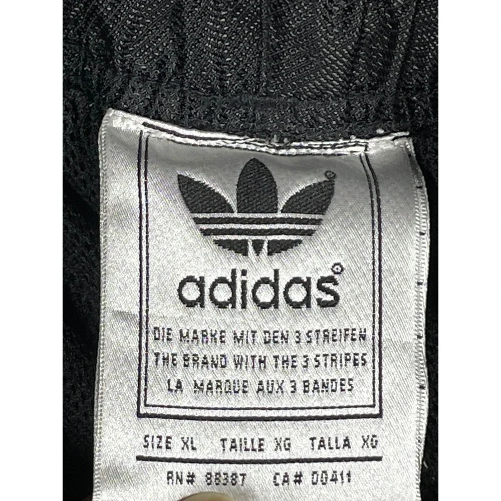 Adidas Vintage Track Pants Black Yellow Piping Stripe Snap Cuffs Lined Mens XL